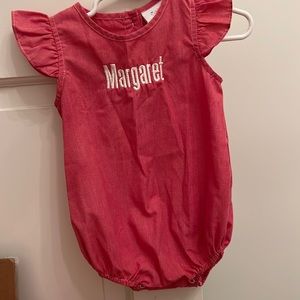 Red and white check onesie